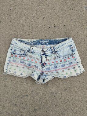 ​Mossimo Supply Co. Boho Embroidered Acid Wash Cut-Off Denim Shorts - Size 5